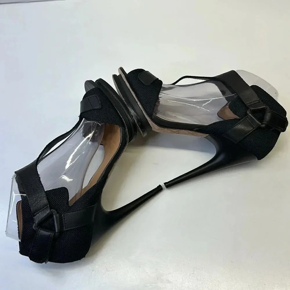 LAMB by Gwen Stefani High Heels Stiletto Platform Leather Shoes Black Size 8.5 - Picture 8 of 12